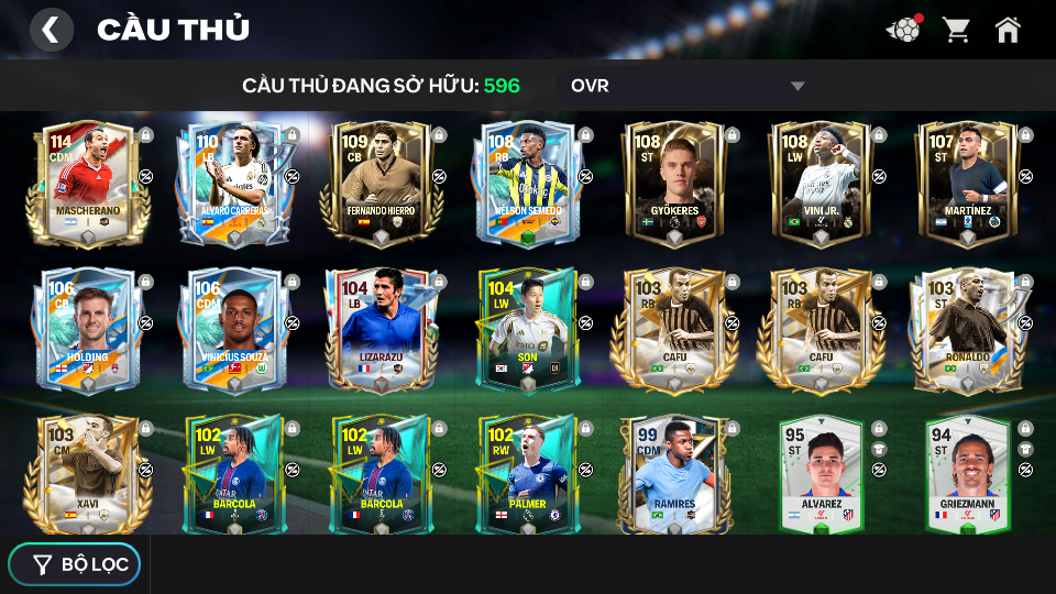 Acc ACC6 #MASCHERANO 114 + 519 FV + 40K ĐÁ QUÝ 